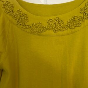 Rafaela Pullover top. Beautiful neckline. Green. 3/4 sleeve. Great condition